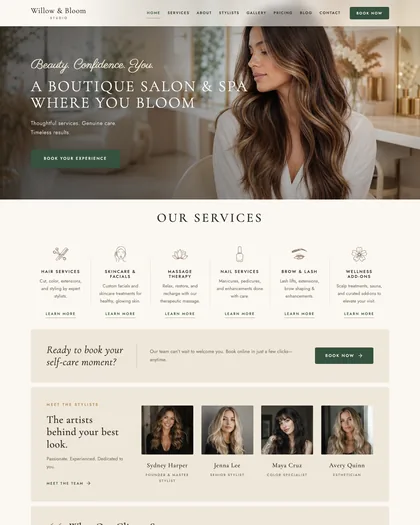 Home page of the Velvet design