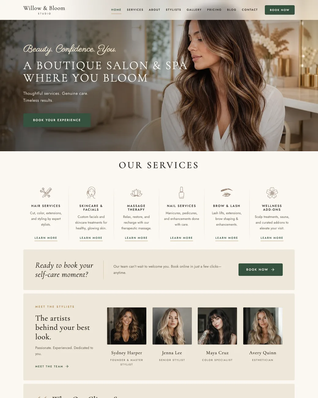 Velvet, a salon and spa website theme